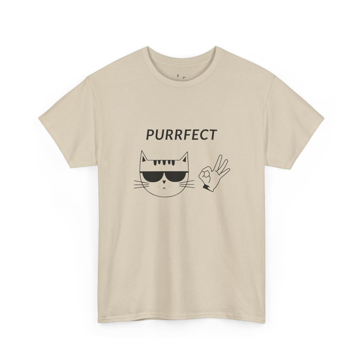 Purrfect Cat Custom Funny Design Graphic Tee - Unisex Heavy Cotton T-Shirt for Pet Lovers