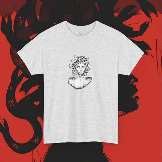 Medusa Greek Mythology Unisex Tee, Snake Head Heavy Cotton Shirt, Ancient Greece Myth Lover Gifts, Mythology Design Top, Greek Myth T-Shirt