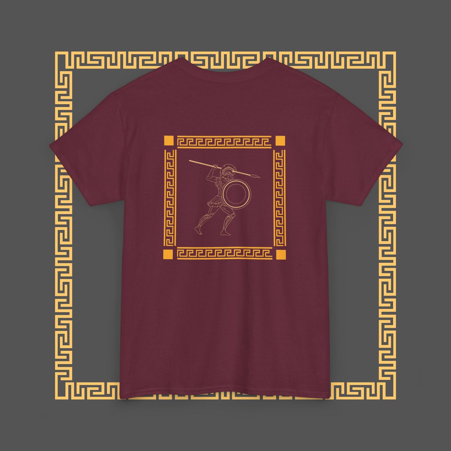 Premium Roman Gladiator Mythology Unique Spartan Soldier Key Pattern Inspired Cotton T-Shirt, Custom Design Gifts