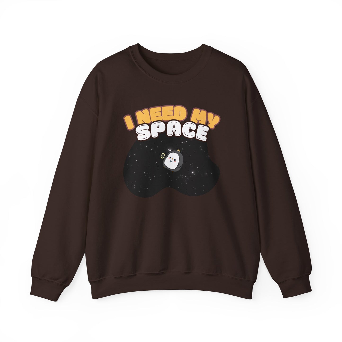 I Need My Space Funny Astronaut Penguin Unisex Heavy Blend™ Crewneck Sweatshirt - Unisex Space Themed Cozy Oversized Crewneck Shirt