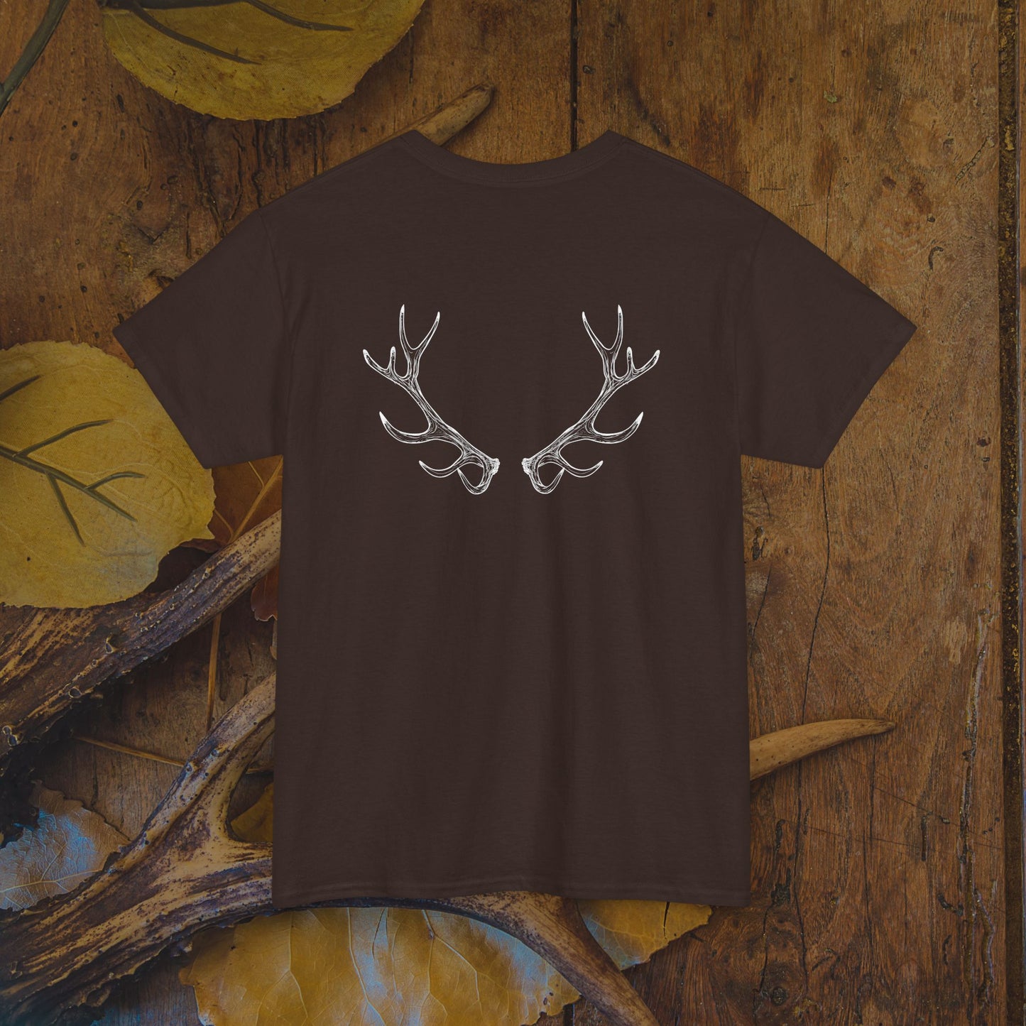 Custom Deer Antler Unisex Heavy Cotton Tee - Unique Exclusive Tribal Knotwork Inspired Design Gift