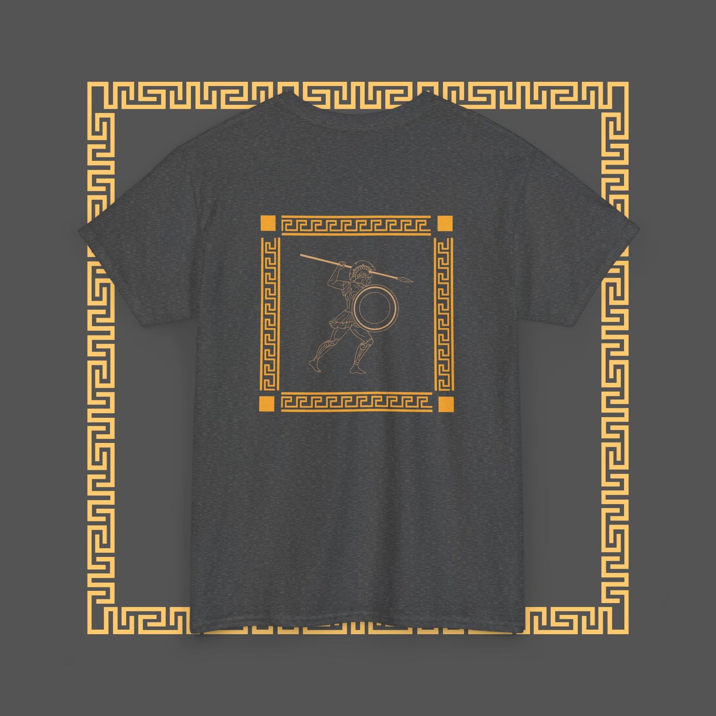 Premium Roman Gladiator Mythology Unique Spartan Soldier Key Pattern Inspired Cotton T-Shirt, Custom Design Gifts