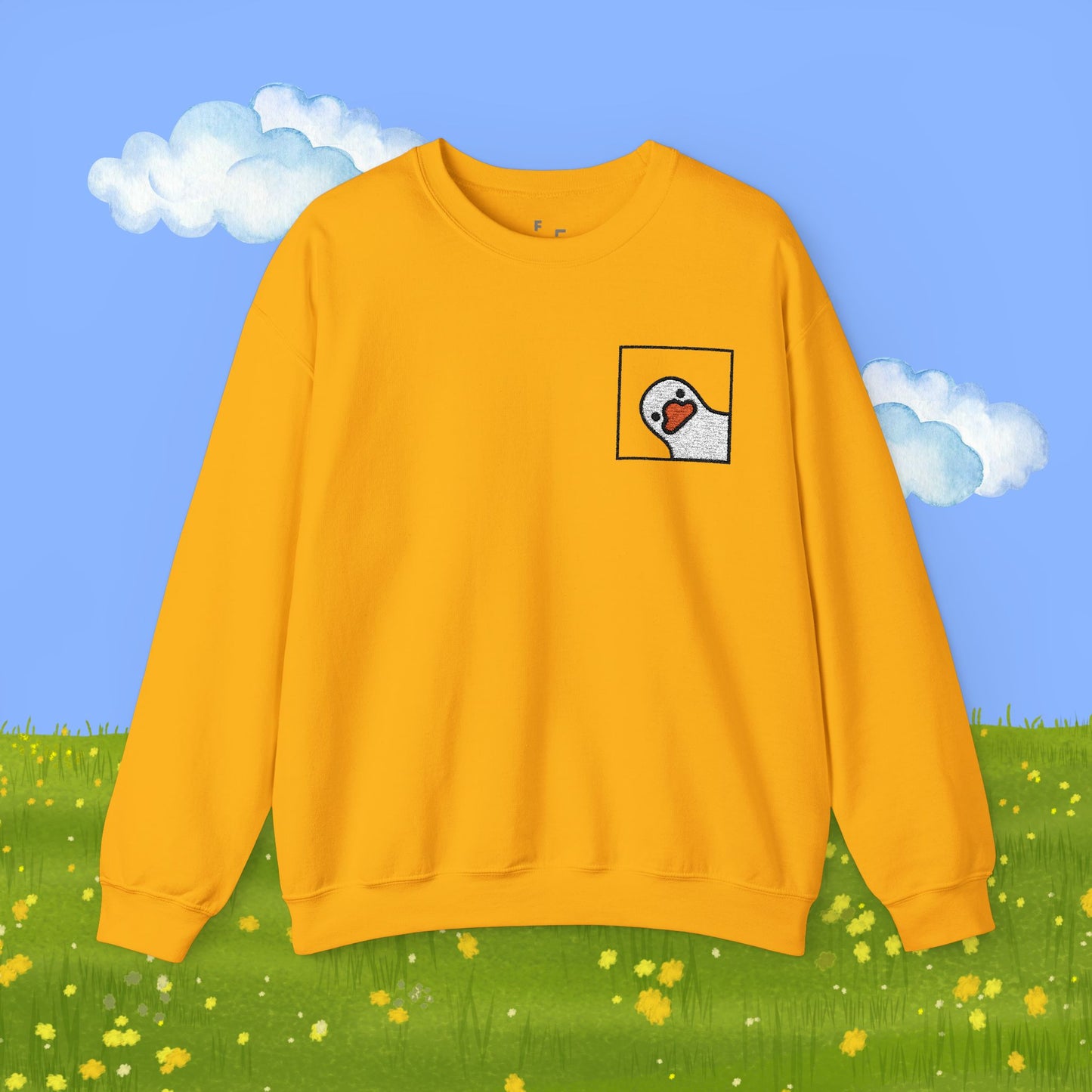 Cute Duck Embroidered Sweatshirt | Unisex Cozy Crewneck Pullover, Duck Lover Gift, Customizable Embroidered Couple Sweater