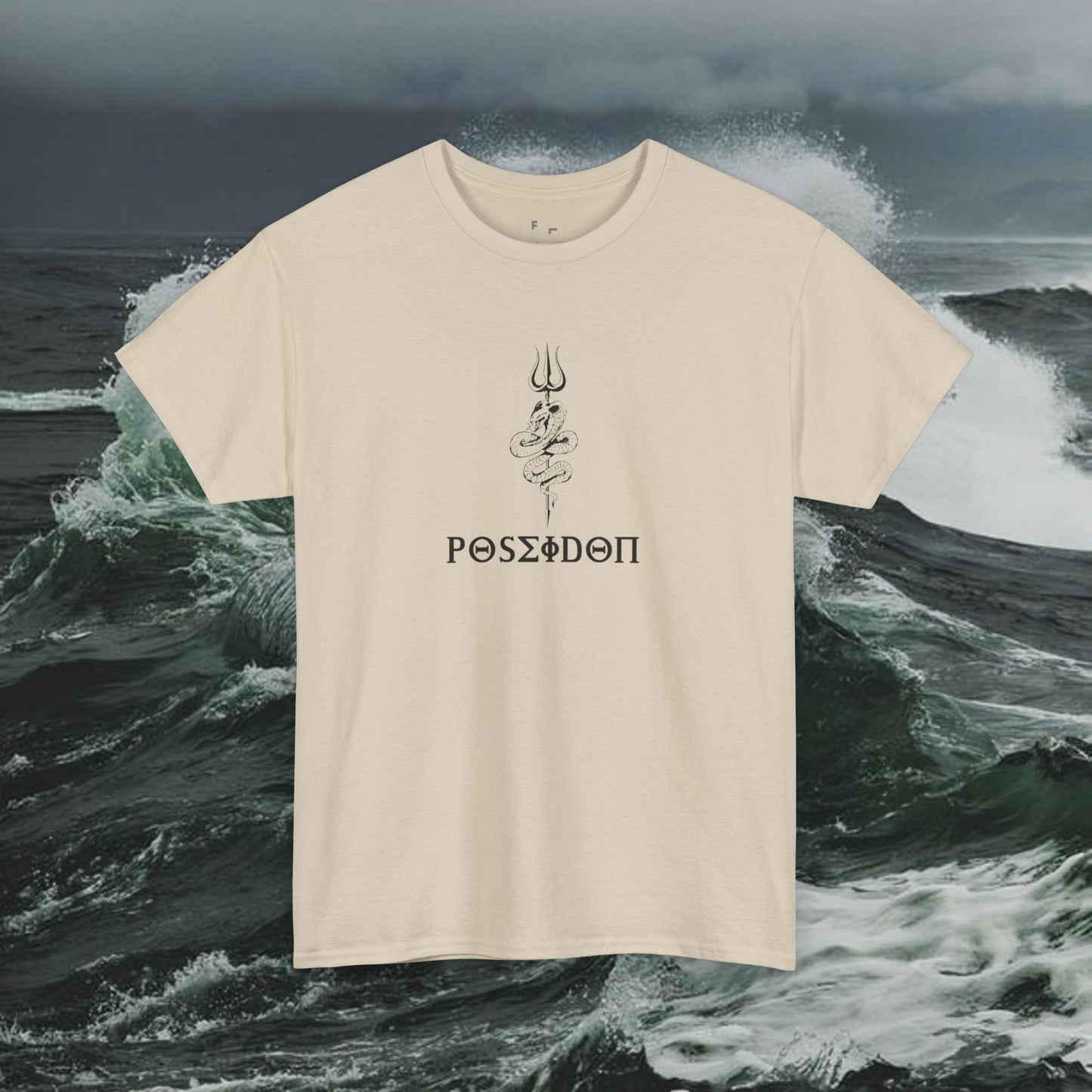 Poseidon Ocean Mythology Vibrant Color Unisex Tee, Custom Graphic Design Shirt, Myth Lover Gift, Greek God Tshirt, Heavy Cotton Top Fan