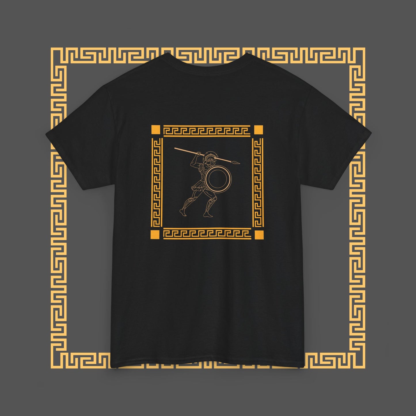 Premium Roman Gladiator Mythology Unique Spartan Soldier Key Pattern Inspired Cotton T-Shirt, Custom Design Gifts