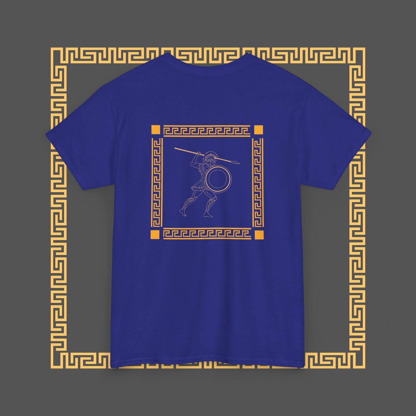 Premium Roman Gladiator Mythology Unique Spartan Soldier Key Pattern Inspired Cotton T-Shirt, Custom Design Gifts