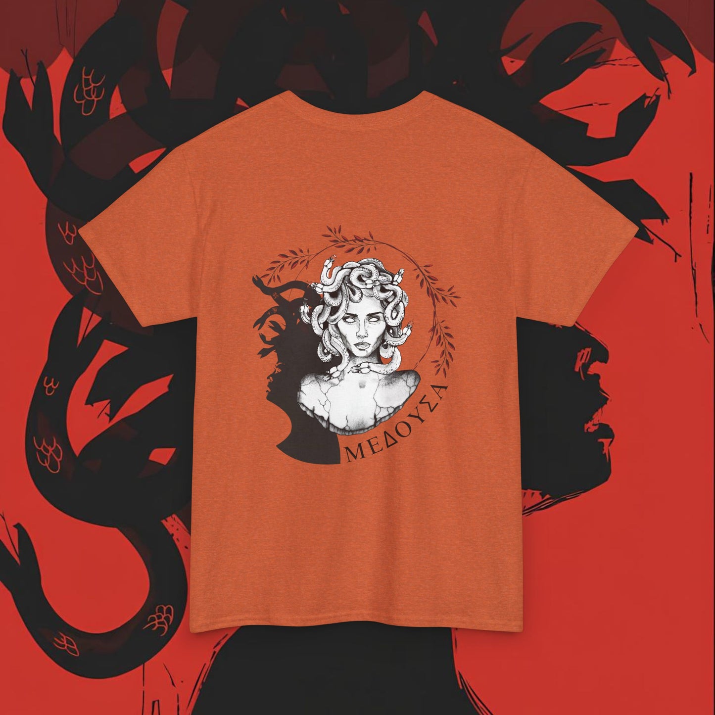 Medusa Greek Mythology Unisex Tee, Snake Head Heavy Cotton Shirt, Ancient Greece Myth Lover Gifts, Mythology Design Top, Greek Myth T-Shirt