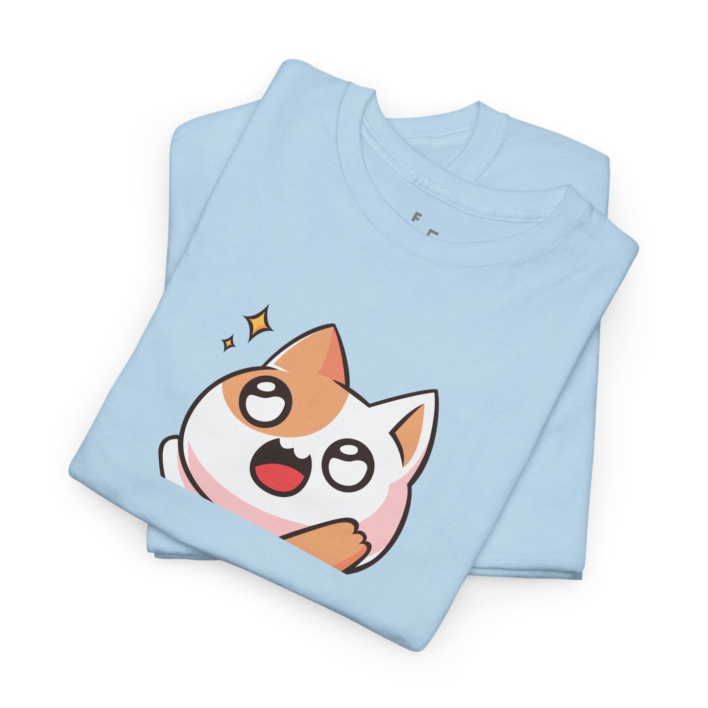 Kawaii Cat Emoji Unisex Heavy Cotton Tee – Cute Anime Style Printed Unisex Tee – Funny & Adorable Cat T-Shirt, Gift Idea