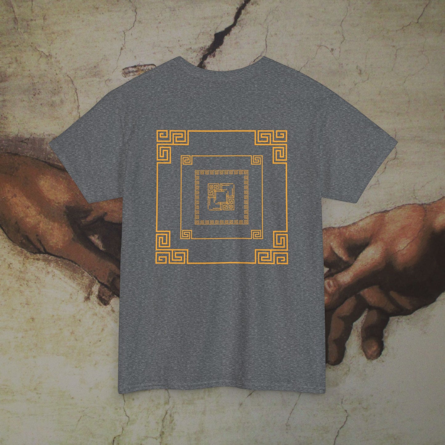 Creation of Adam Inspired Geometric Roman Style Art Cotton Shirt - Hand of Gods Parody Tee, Unique Top Lover Gift, Unique Premium Collection