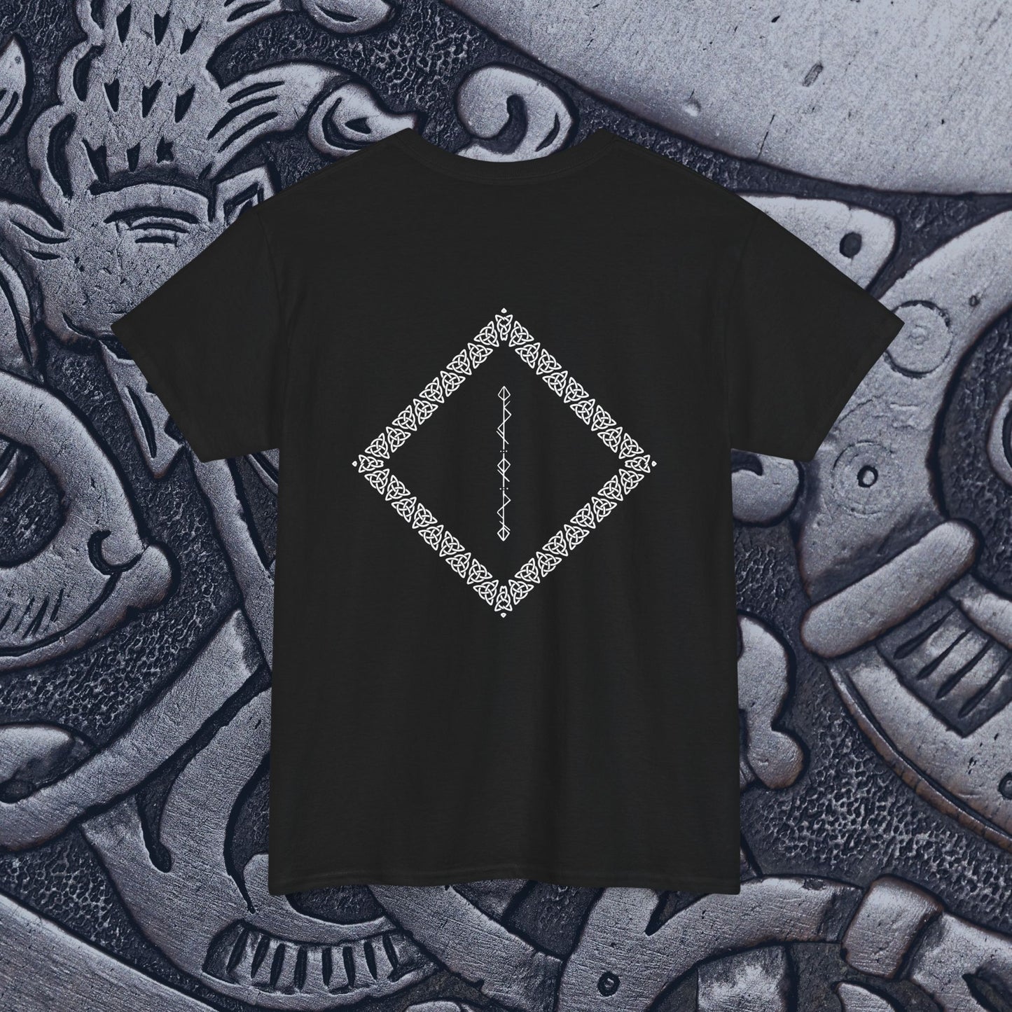 Viking Rune Norse Mythology Unisex Heavy Cotton T-Shirt - Line Art Tee, Tribal Art Exclusive Cotton Top, Gift for Viking Custom Enthusiasts