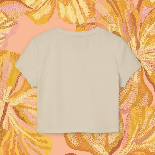 Yellow Hibiscus Flower Crop Top | Y2K Aesthetic Baby Tee, Tropical Floral Fitted Shirt, Vintage Summer Fashion, Trendy Gift for Her