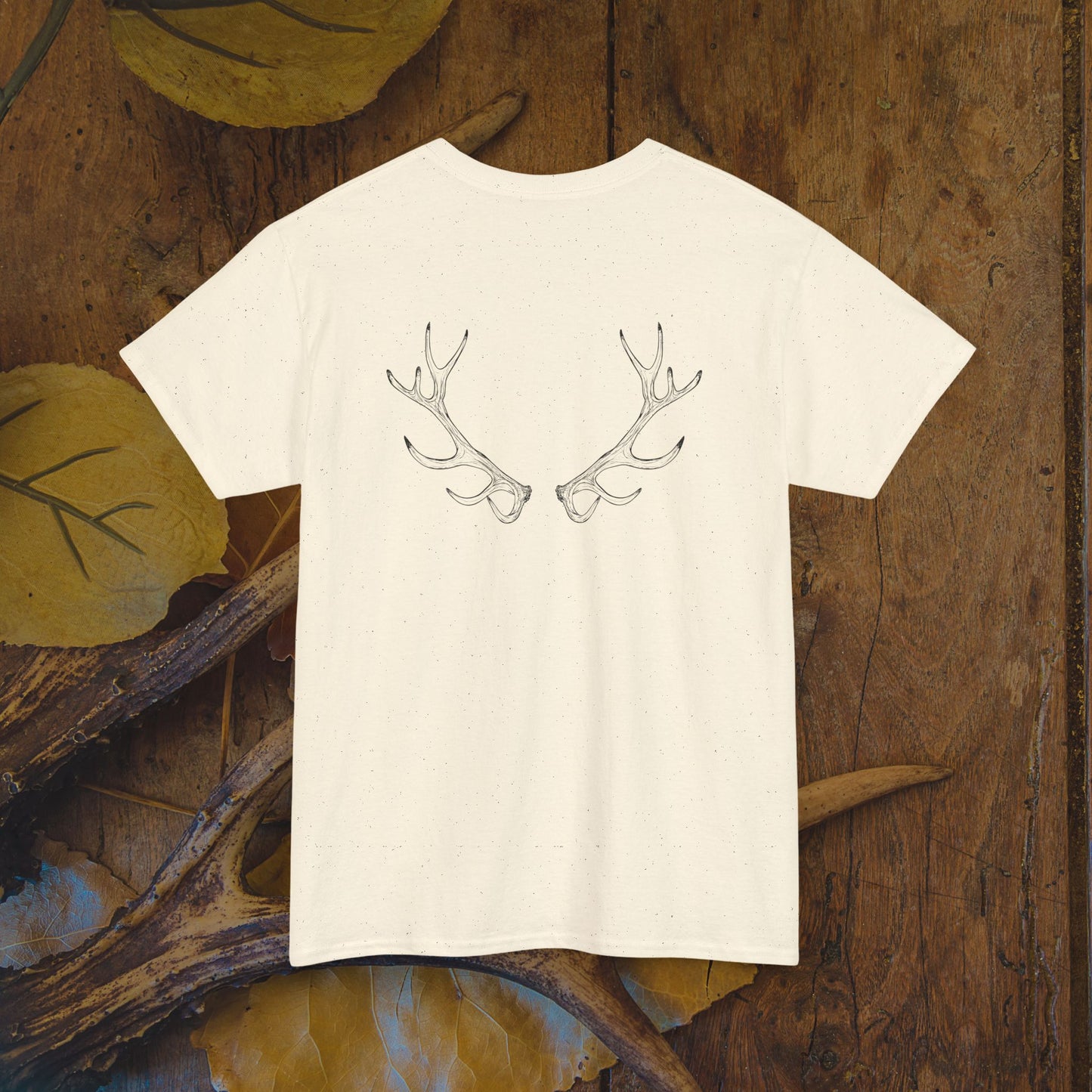 Custom Deer Antler Unisex Heavy Cotton Tee - Unique Exclusive Tribal Knotwork Inspired Design Gift