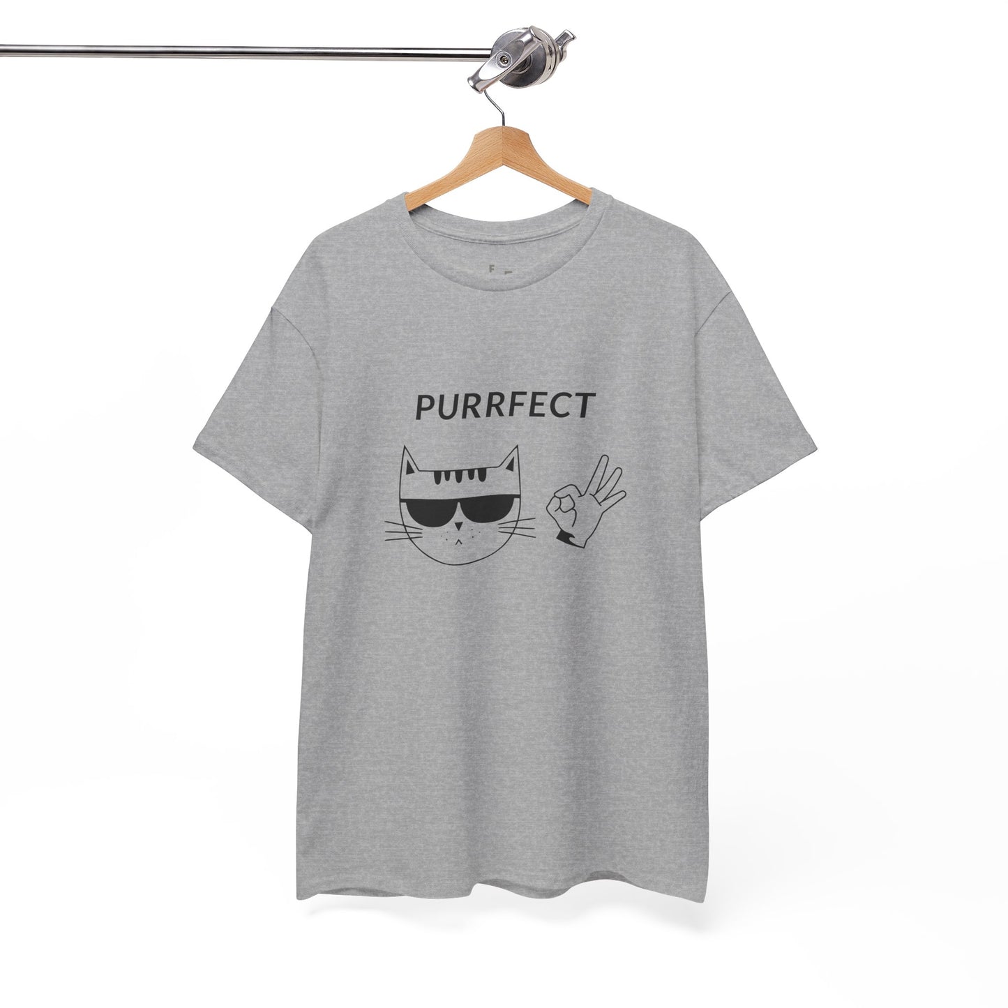 Purrfect Cat Custom Funny Design Graphic Tee - Unisex Heavy Cotton T-Shirt for Pet Lovers