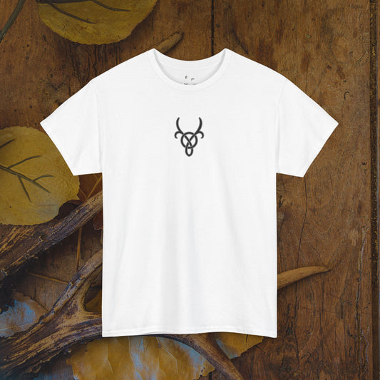 Custom Deer Antler Unisex Heavy Cotton Tee - Unique Exclusive Tribal Knotwork Inspired Design Gift