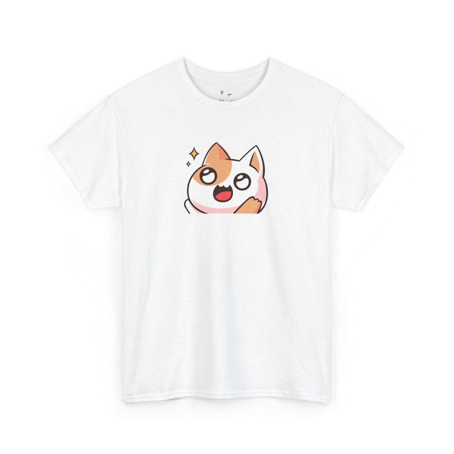 Kawaii Cat Emoji Unisex Heavy Cotton Tee – Cute Anime Style Printed Unisex Tee – Funny & Adorable Cat T-Shirt, Gift Idea