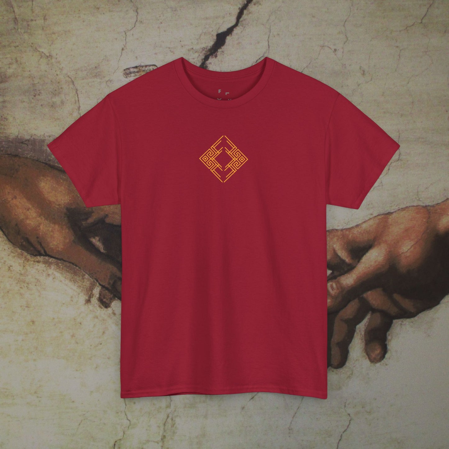 Creation of Adam Inspired Geometric Roman Style Art Cotton Shirt - Hand of Gods Parody Tee, Unique Top Lover Gift, Unique Premium Collection