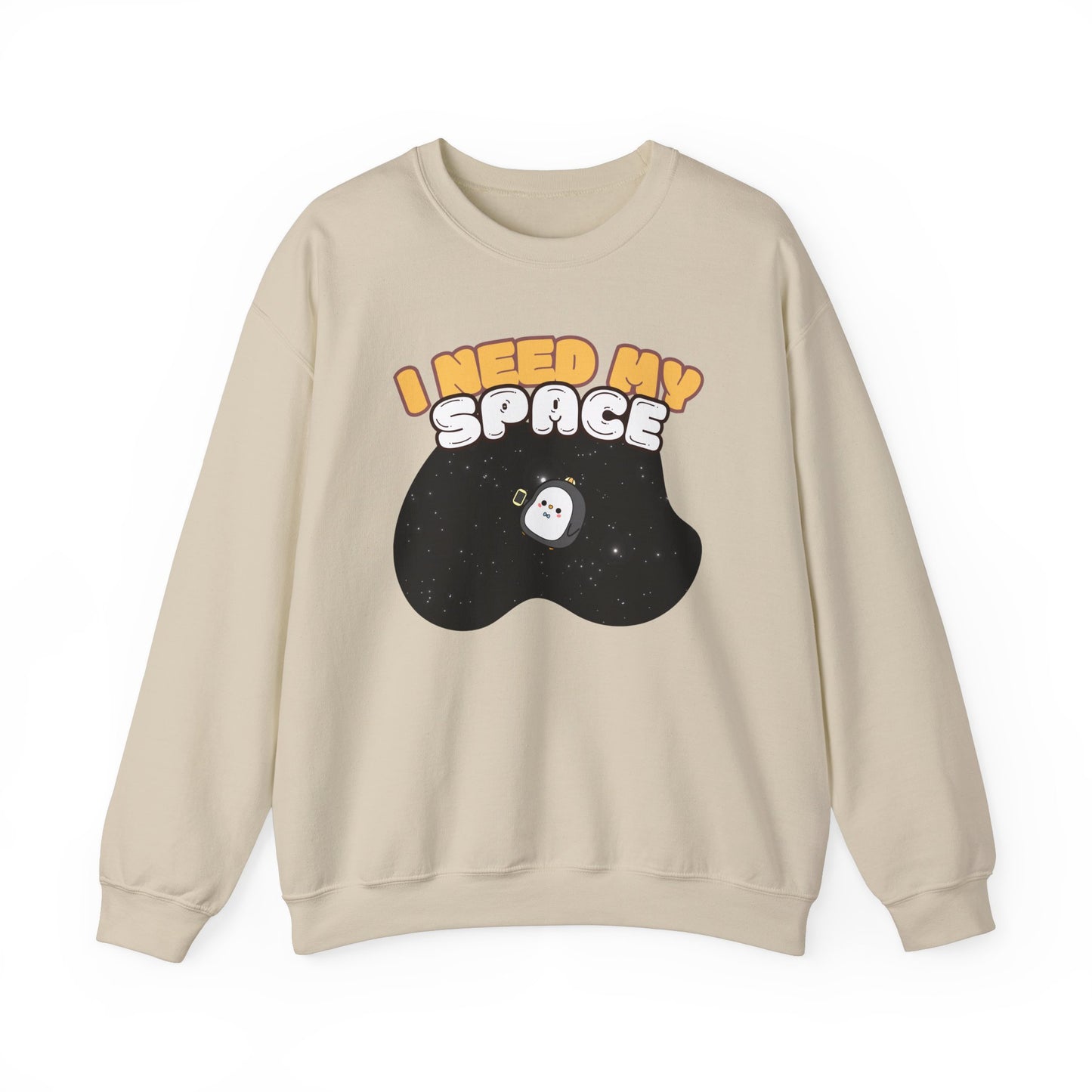 I Need My Space Funny Astronaut Penguin Unisex Heavy Blend™ Crewneck Sweatshirt - Unisex Space Themed Cozy Oversized Crewneck Shirt