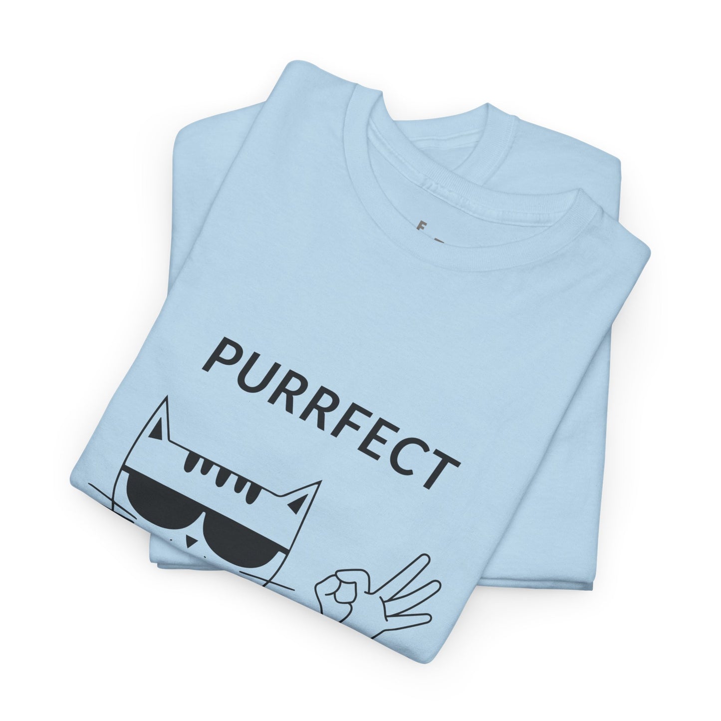 Purrfect Cat Custom Funny Design Graphic Tee - Unisex Heavy Cotton T-Shirt for Pet Lovers