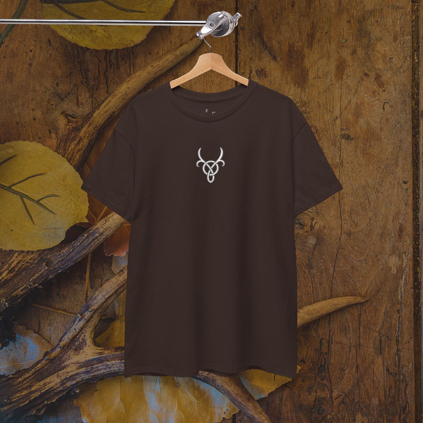 Custom Deer Antler Unisex Heavy Cotton Tee - Unique Exclusive Tribal Knotwork Inspired Design Gift