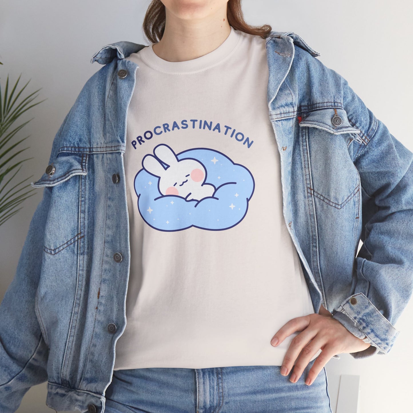 PROcrastination Bunny Funny Design Ironic Unisex Heavy Cotton Tee | Funny Relaxed Fit Premium T-Shirt