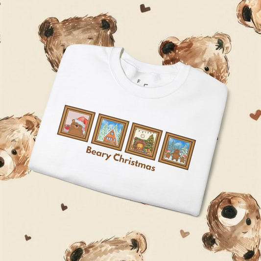 Cute Christmas Bear Family New Year Santas Favorite Crewneck Sweatshirts