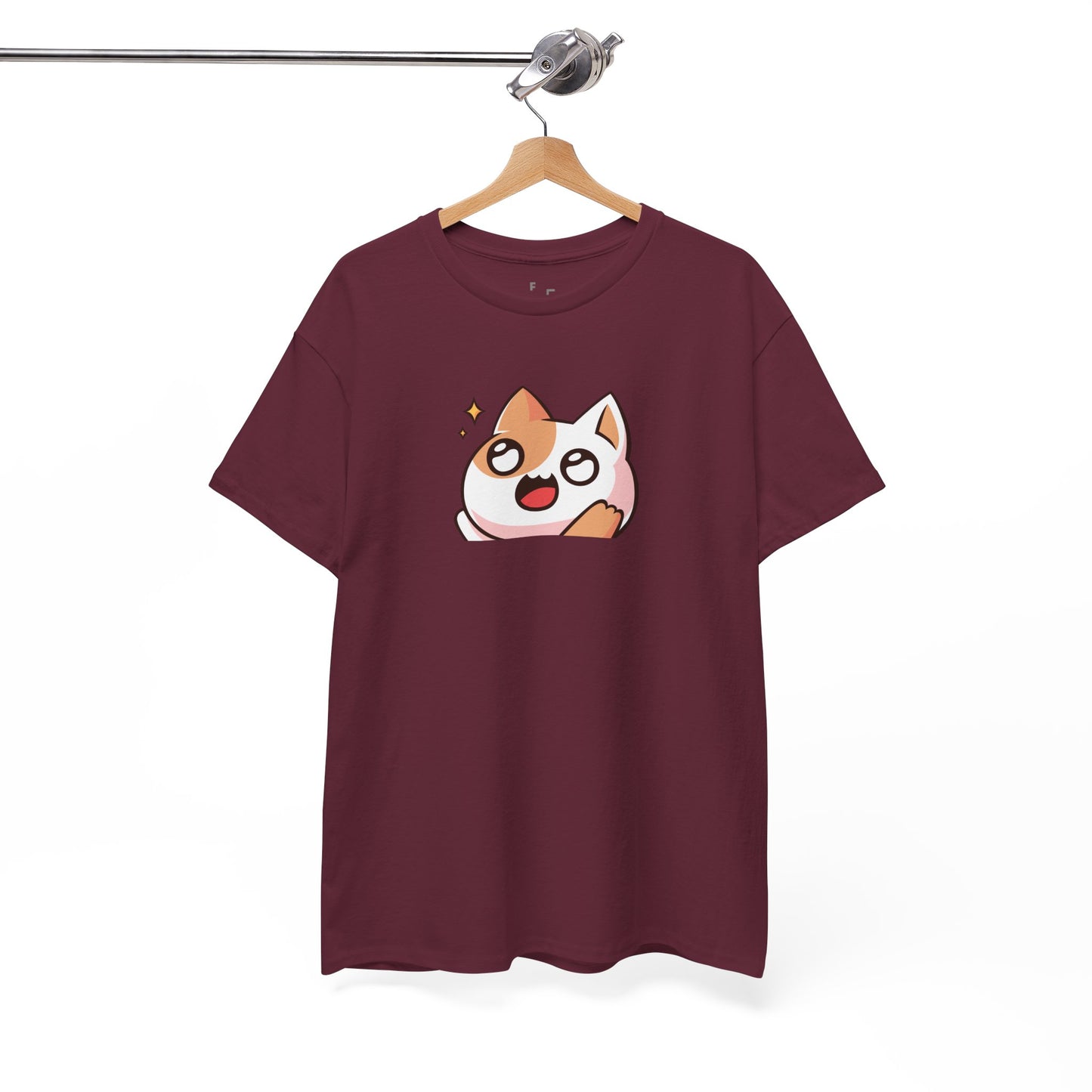 Kawaii Cat Emoji Unisex Heavy Cotton Tee – Cute Anime Style Printed Unisex Tee – Funny & Adorable Cat T-Shirt, Gift Idea