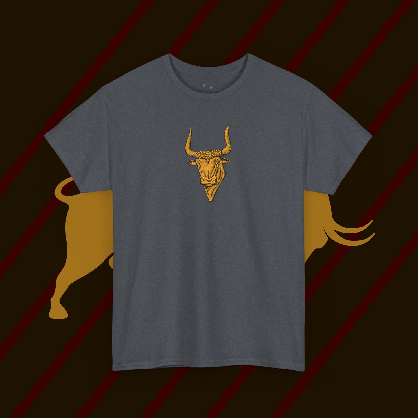 Antique Design Spanish Bull T-Shirt - Classic Bull Gift Tee, Perfect Gifts for Ancient Mythology Design Art Lovers