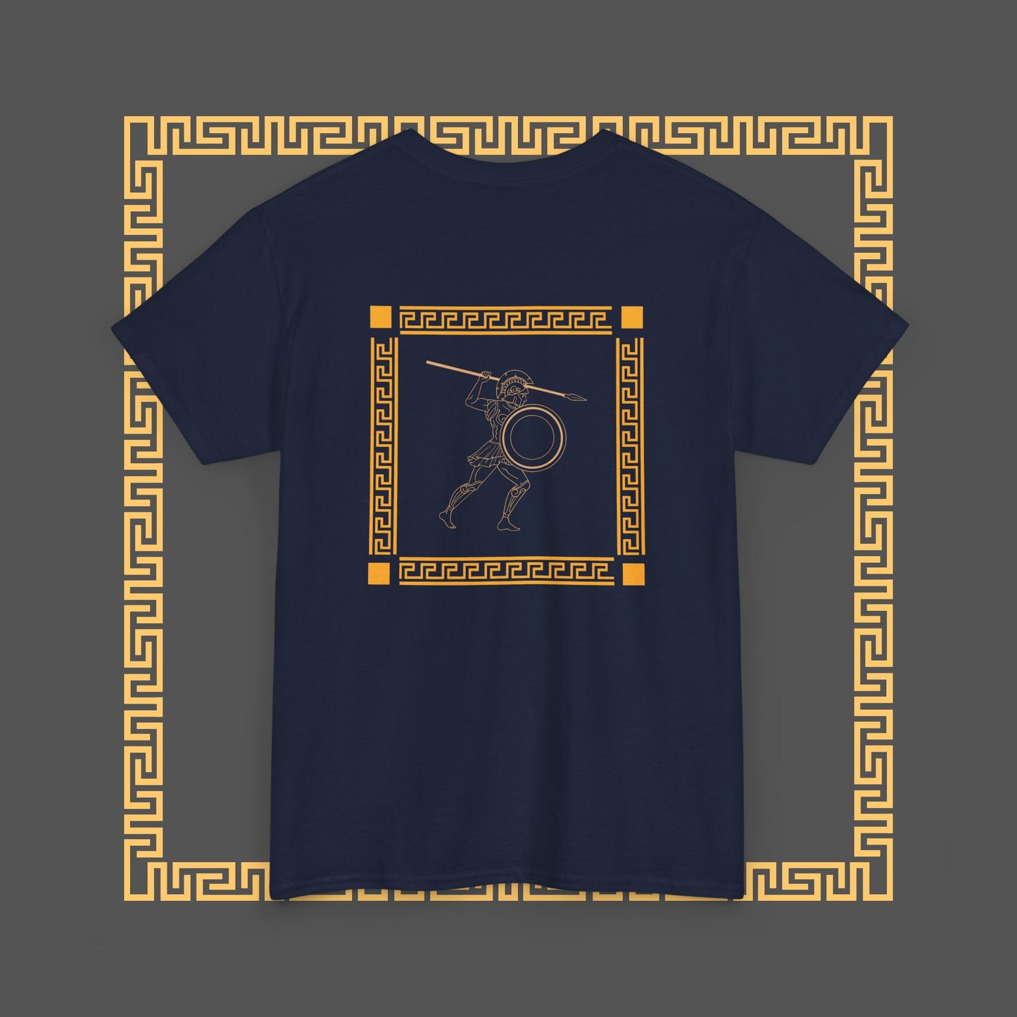 Premium Roman Gladiator Mythology Unique Spartan Soldier Key Pattern Inspired Cotton T-Shirt, Custom Design Gifts