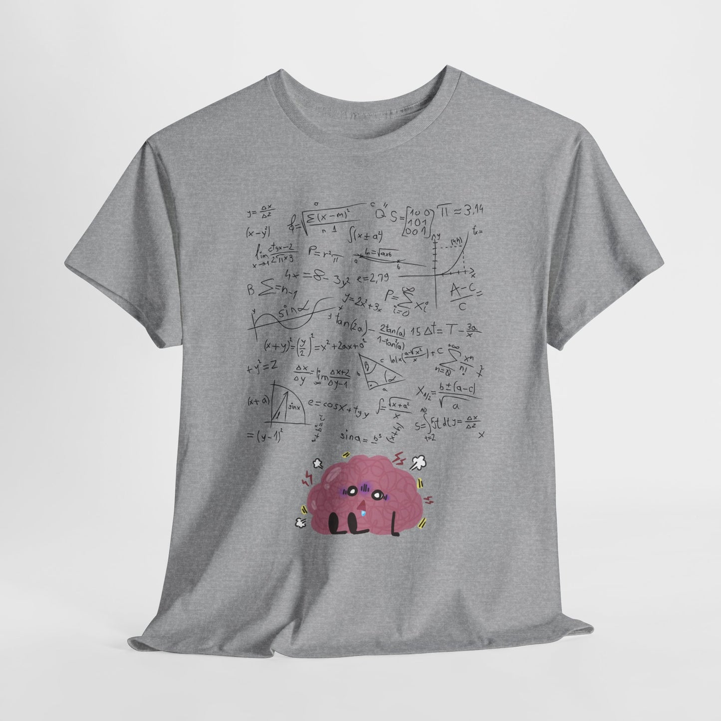 Funny Brain Math Unisex Heavy Cotton T-Shirt - Unisex Confused Mind Design | Perfect for Students & Math Lovers