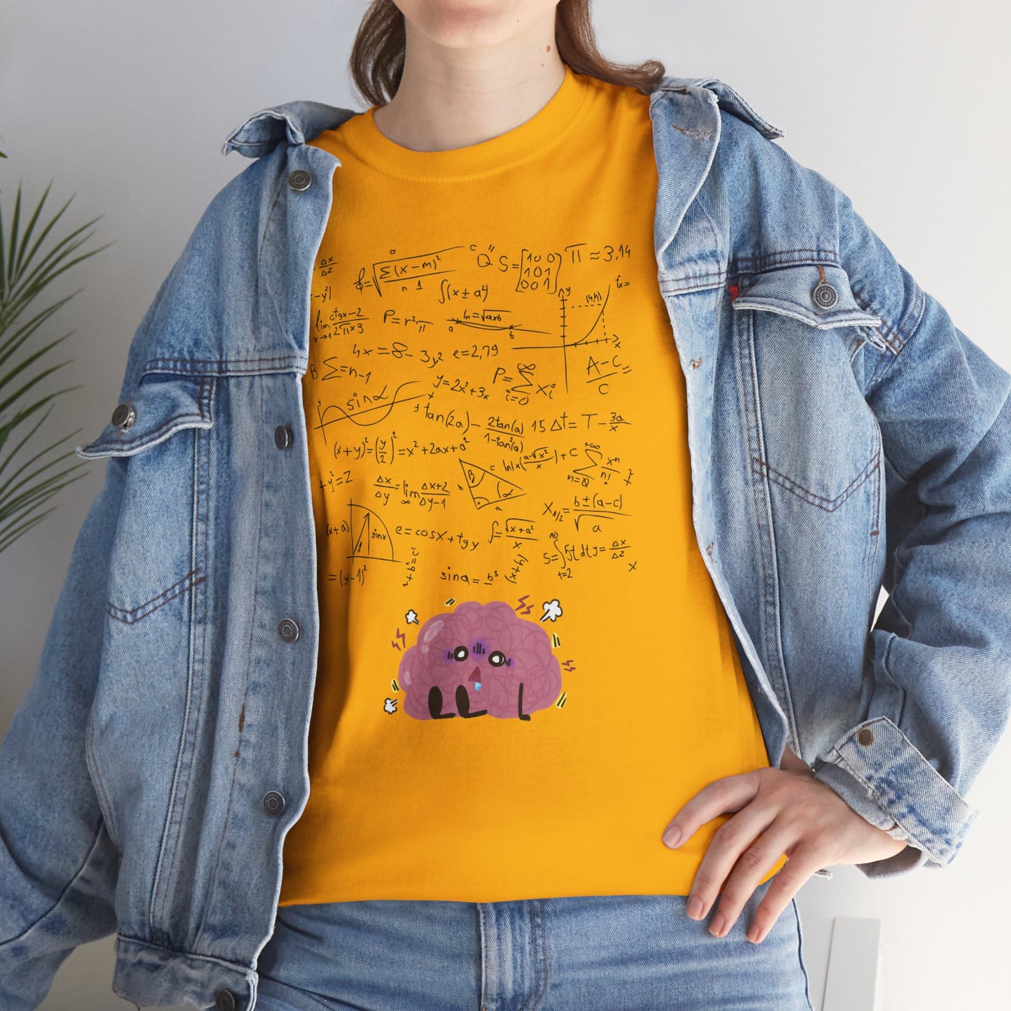 Funny Brain Math Unisex Heavy Cotton T-Shirt - Unisex Confused Mind Design | Perfect for Students & Math Lovers