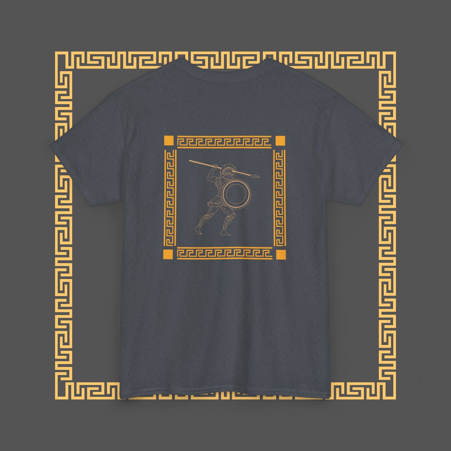 Premium Roman Gladiator Mythology Unique Spartan Soldier Key Pattern Inspired Cotton T-Shirt, Custom Design Gifts