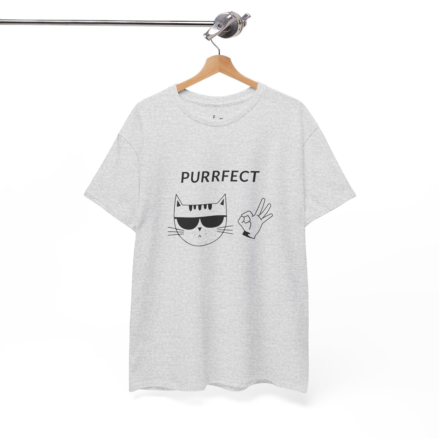 Purrfect Cat Custom Funny Design Graphic Tee - Unisex Heavy Cotton T-Shirt for Pet Lovers