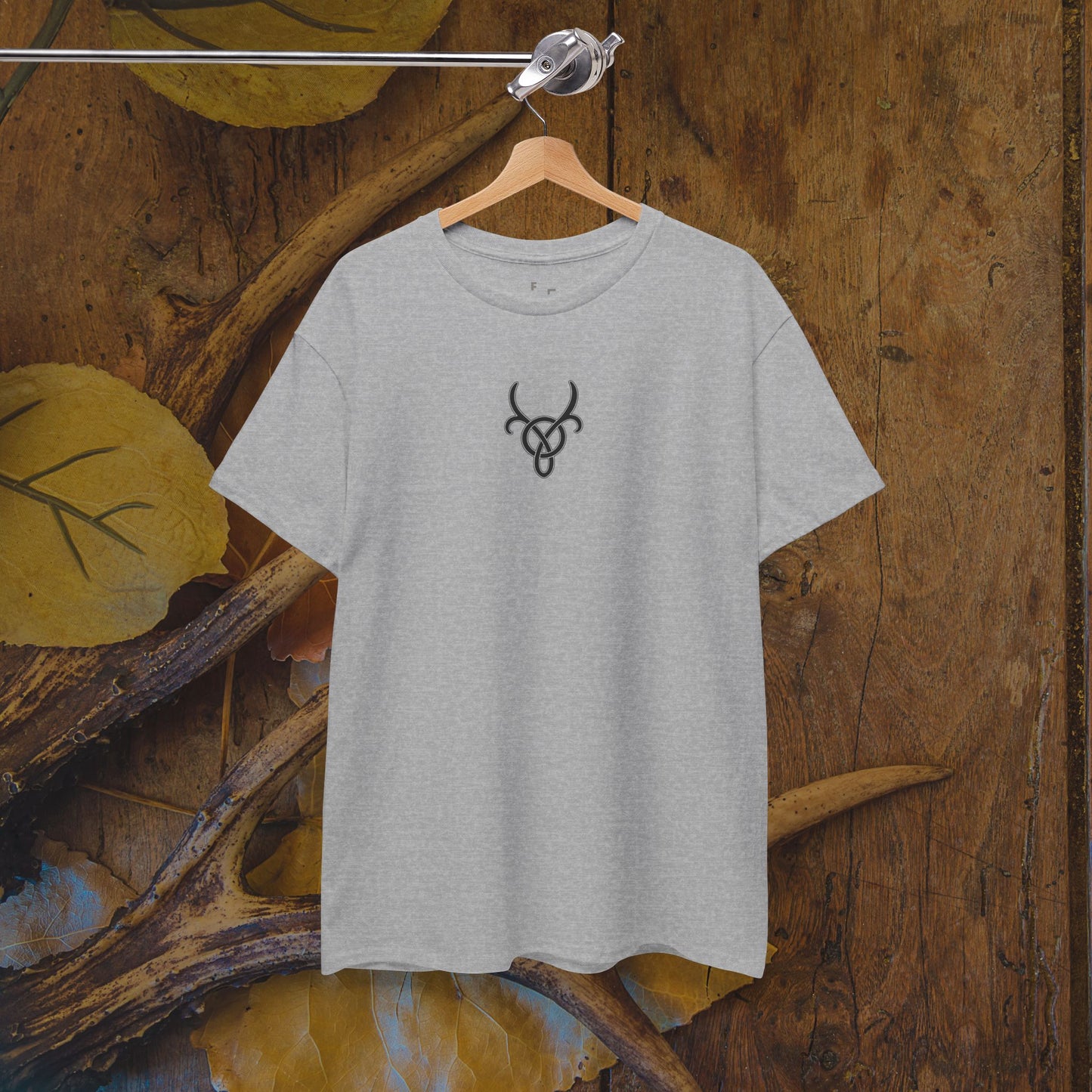 Custom Deer Antler Unisex Heavy Cotton Tee - Unique Exclusive Tribal Knotwork Inspired Design Gift