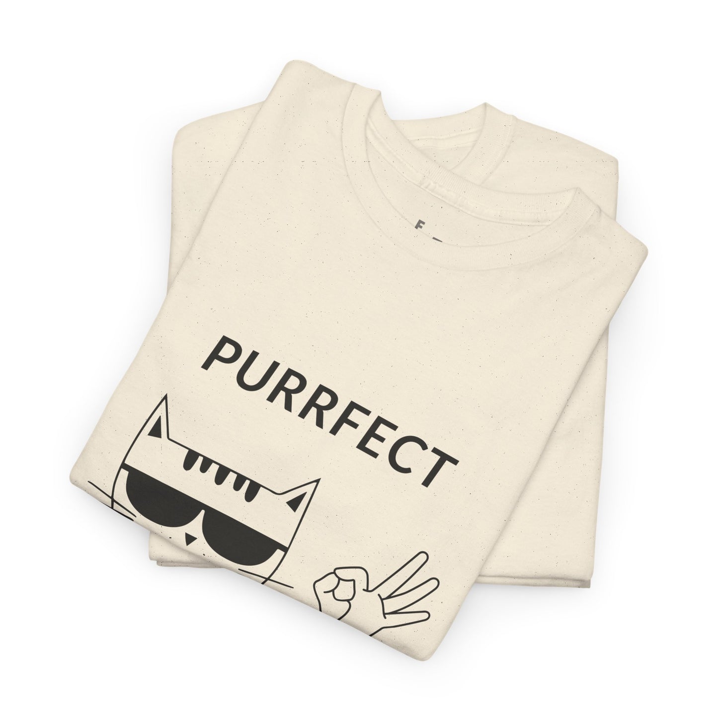 Purrfect Cat Custom Funny Design Graphic Tee - Unisex Heavy Cotton T-Shirt for Pet Lovers