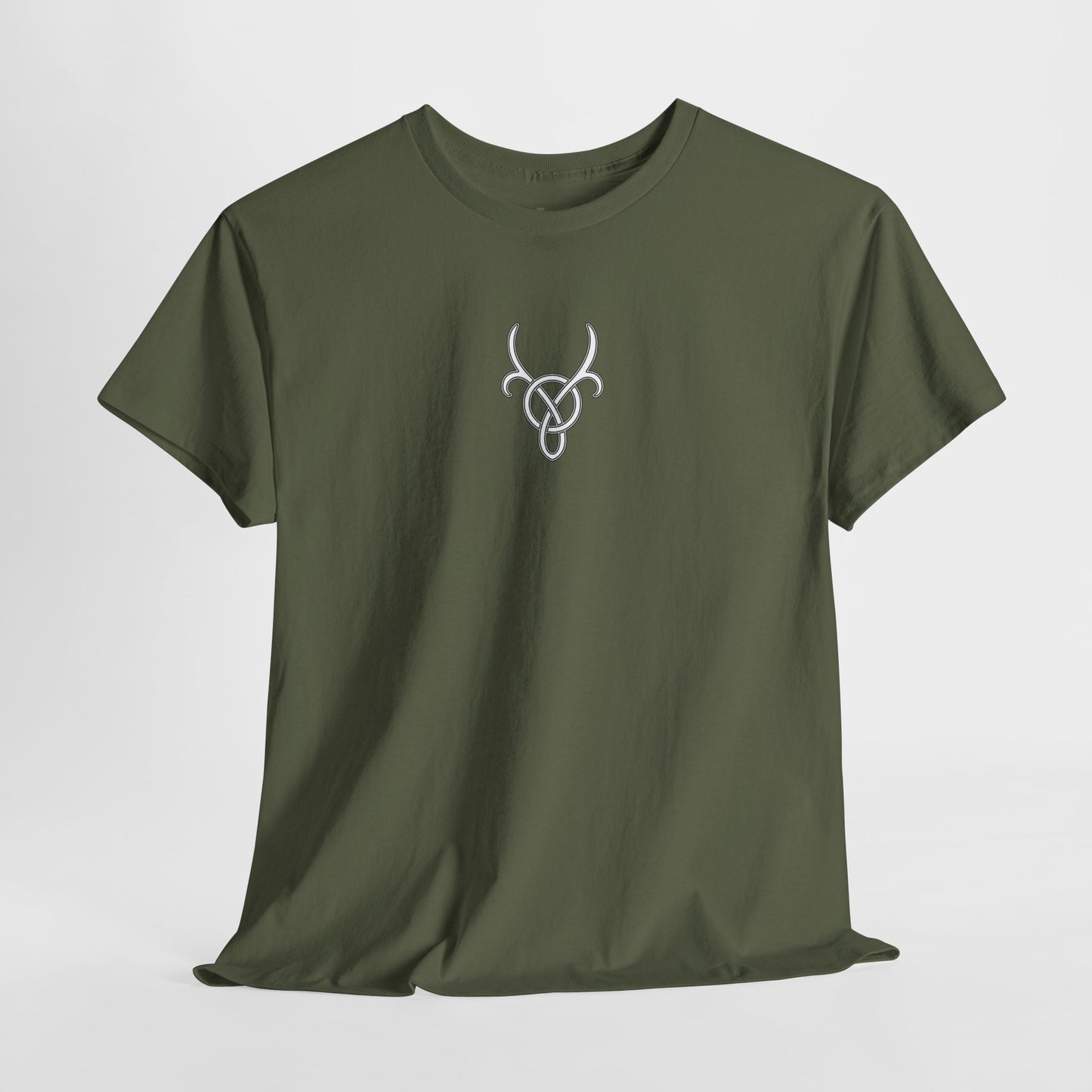 Custom Deer Antler Unisex Heavy Cotton Tee - Unique Exclusive Tribal Knotwork Inspired Design Gift