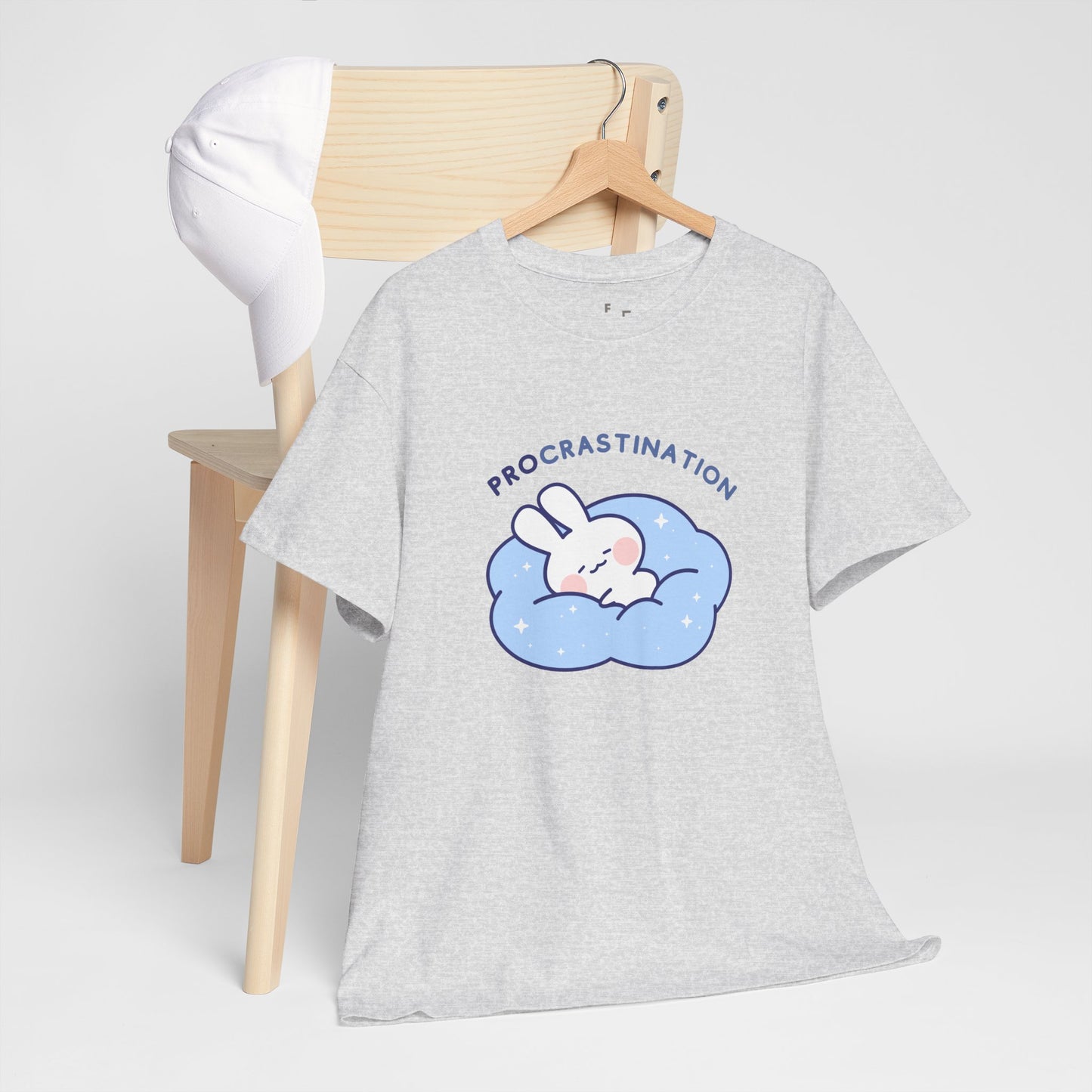 PROcrastination Bunny Funny Design Ironic Unisex Heavy Cotton Tee | Funny Relaxed Fit Premium T-Shirt