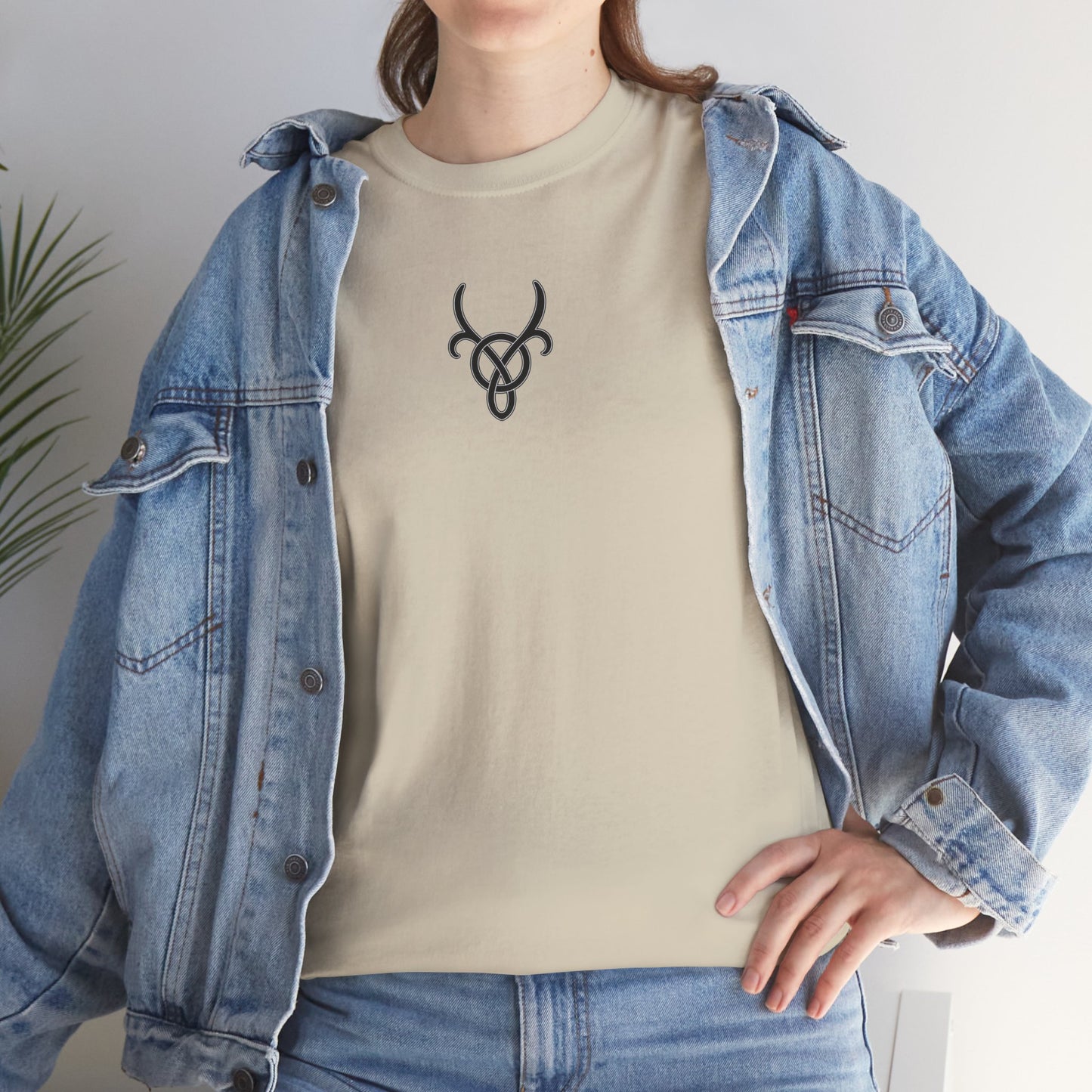 Custom Deer Antler Unisex Heavy Cotton Tee - Unique Exclusive Tribal Knotwork Inspired Design Gift