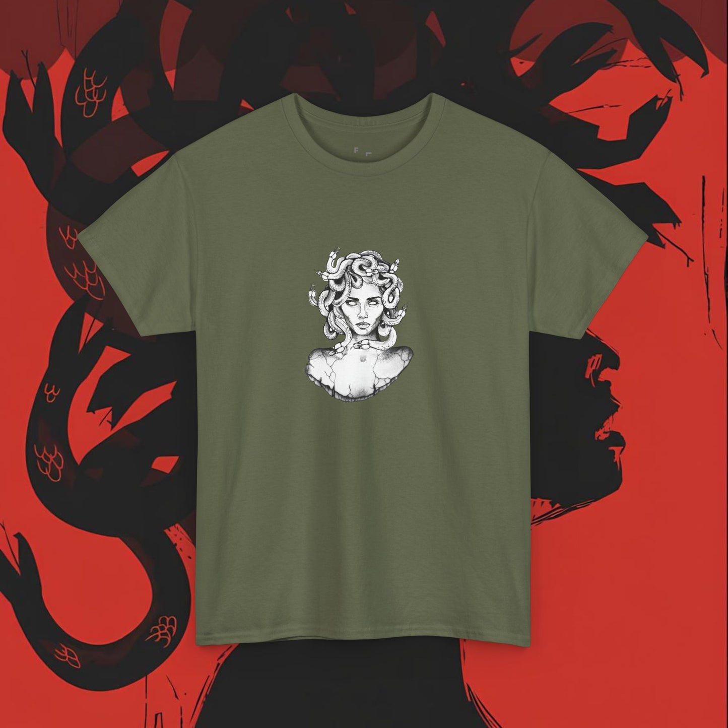 Medusa Greek Mythology Unisex Tee, Snake Head Heavy Cotton Shirt, Ancient Greece Myth Lover Gifts, Mythology Design Top, Greek Myth T-Shirt