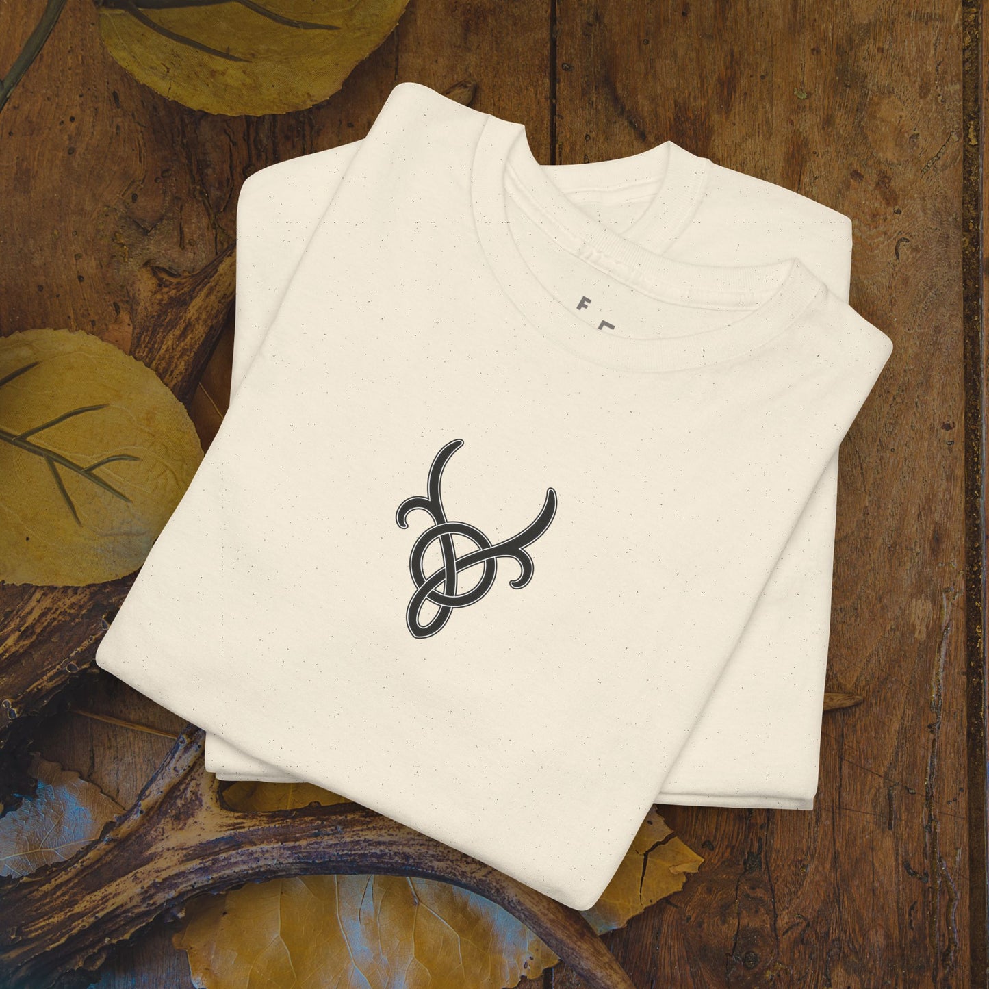 Custom Deer Antler Unisex Heavy Cotton Tee - Unique Exclusive Tribal Knotwork Inspired Design Gift