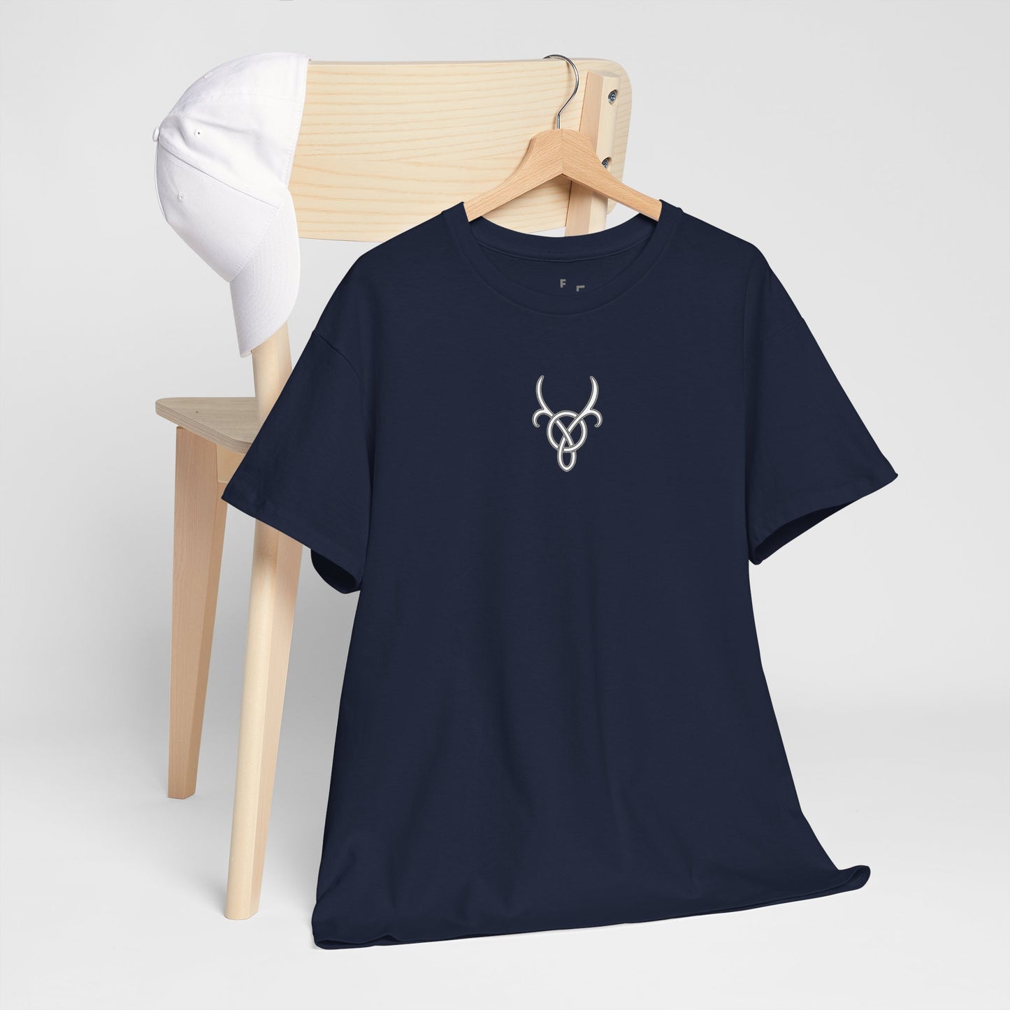 Custom Deer Antler Unisex Heavy Cotton Tee - Unique Exclusive Tribal Knotwork Inspired Design Gift