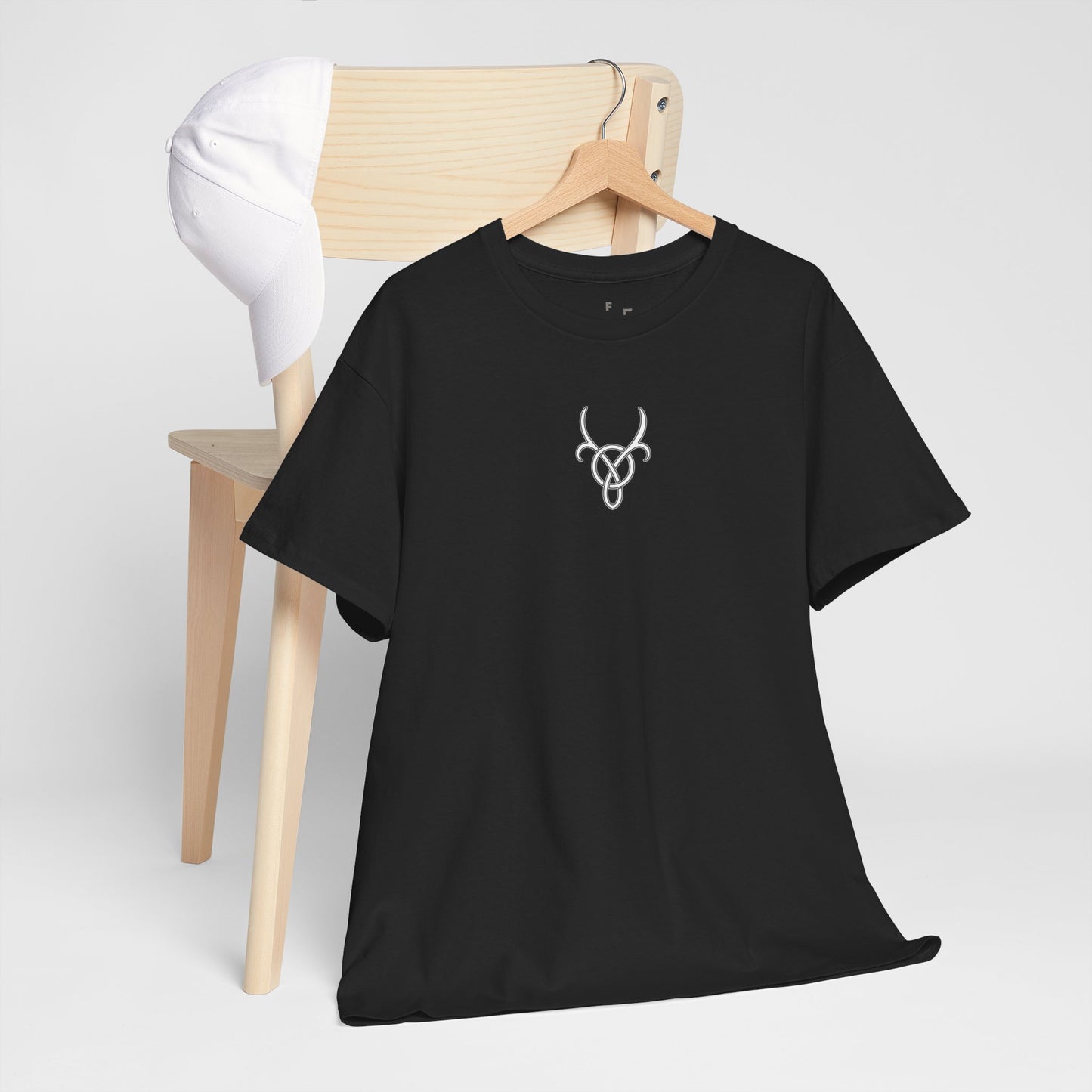 Custom Deer Antler Unisex Heavy Cotton Tee - Unique Exclusive Tribal Knotwork Inspired Design Gift