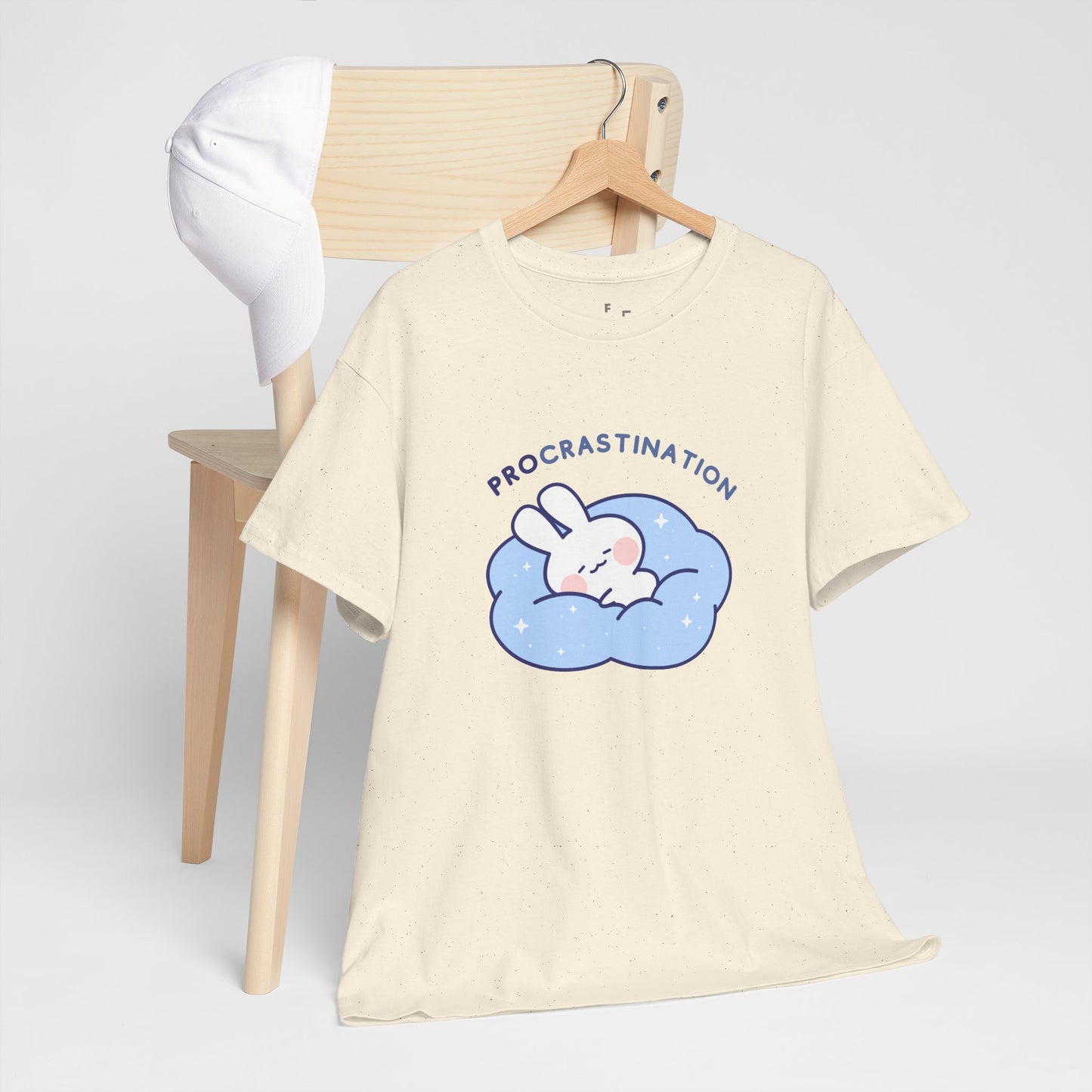 PROcrastination Bunny Funny Design Ironic Unisex Heavy Cotton Tee | Funny Relaxed Fit Premium T-Shirt