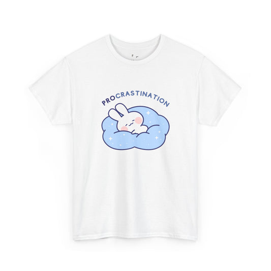 PROcrastination Bunny Funny Design Ironic Unisex Heavy Cotton Tee | Funny Relaxed Fit Premium T-Shirt