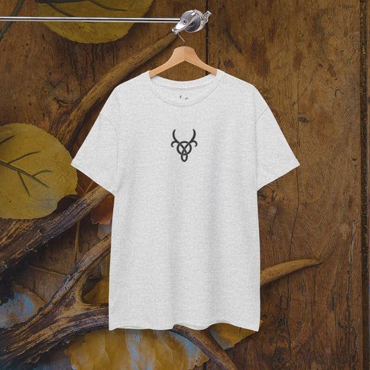 Custom Deer Antler Unisex Heavy Cotton Tee - Unique Exclusive Tribal Knotwork Inspired Design Gift