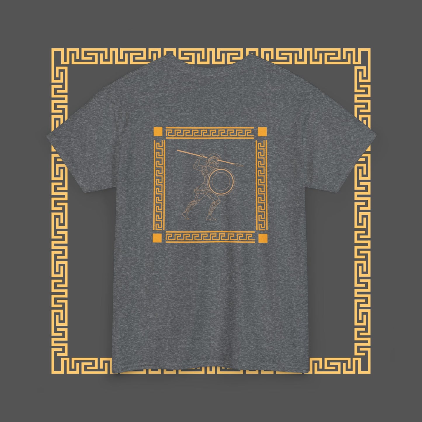 Premium Roman Gladiator Mythology Unique Spartan Soldier Key Pattern Inspired Cotton T-Shirt, Custom Design Gifts