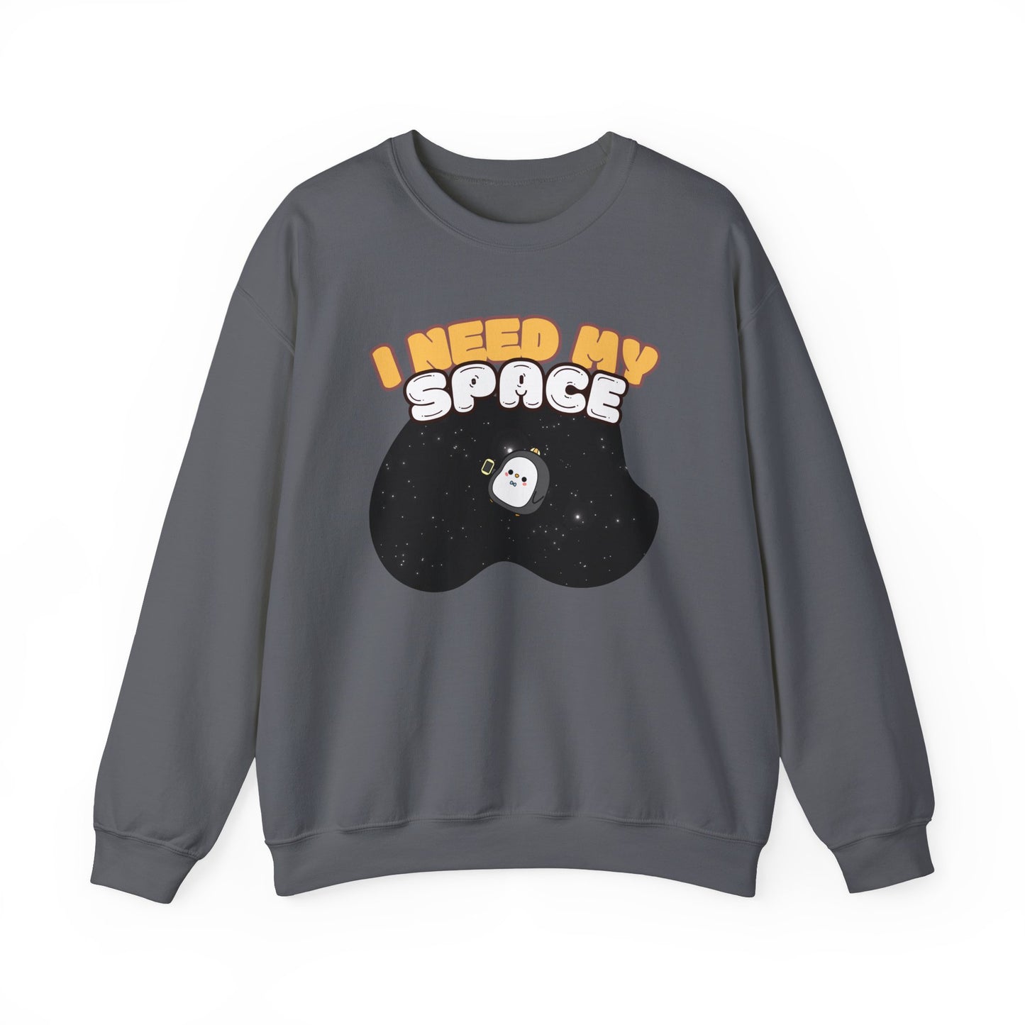 I Need My Space Funny Astronaut Penguin Unisex Heavy Blend™ Crewneck Sweatshirt - Unisex Space Themed Cozy Oversized Crewneck Shirt