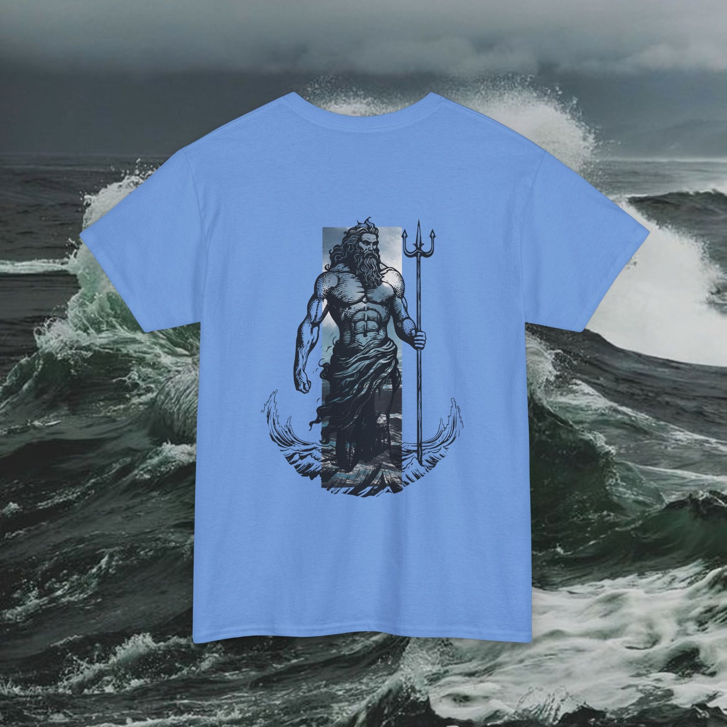 Poseidon Ocean Mythology Vibrant Color Unisex Tee, Custom Graphic Design Shirt, Myth Lover Gift, Greek God Tshirt, Heavy Cotton Top Fan