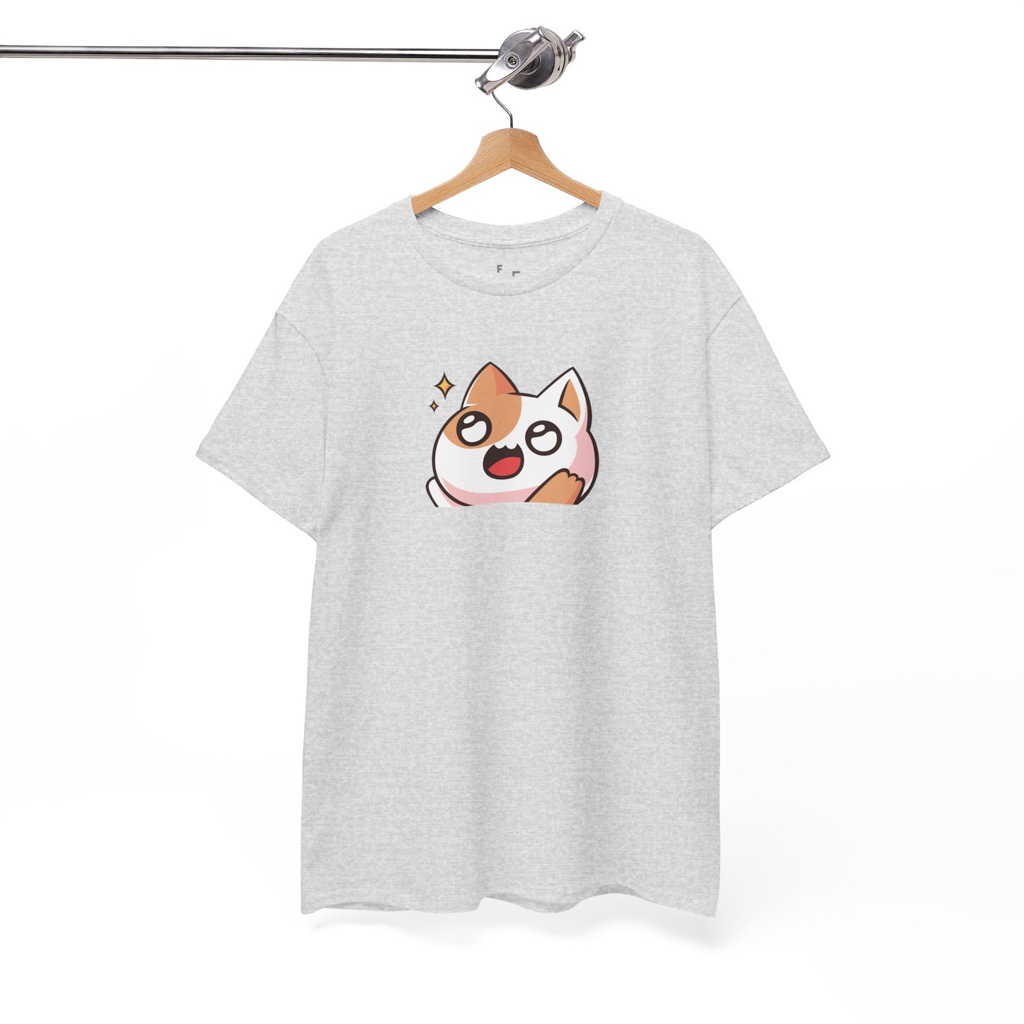 Kawaii Cat Emoji Unisex Heavy Cotton Tee – Cute Anime Style Printed Unisex Tee – Funny & Adorable Cat T-Shirt, Gift Idea