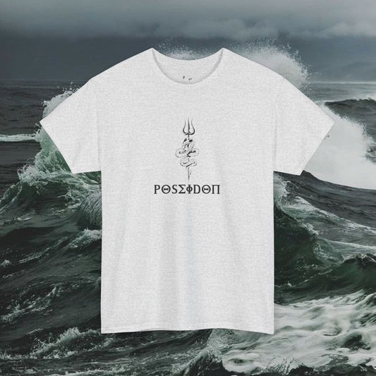 Poseidon Ocean Mythology Vibrant Color Unisex Tee, Custom Graphic Design Shirt, Myth Lover Gift, Greek God Tshirt, Heavy Cotton Top Fan