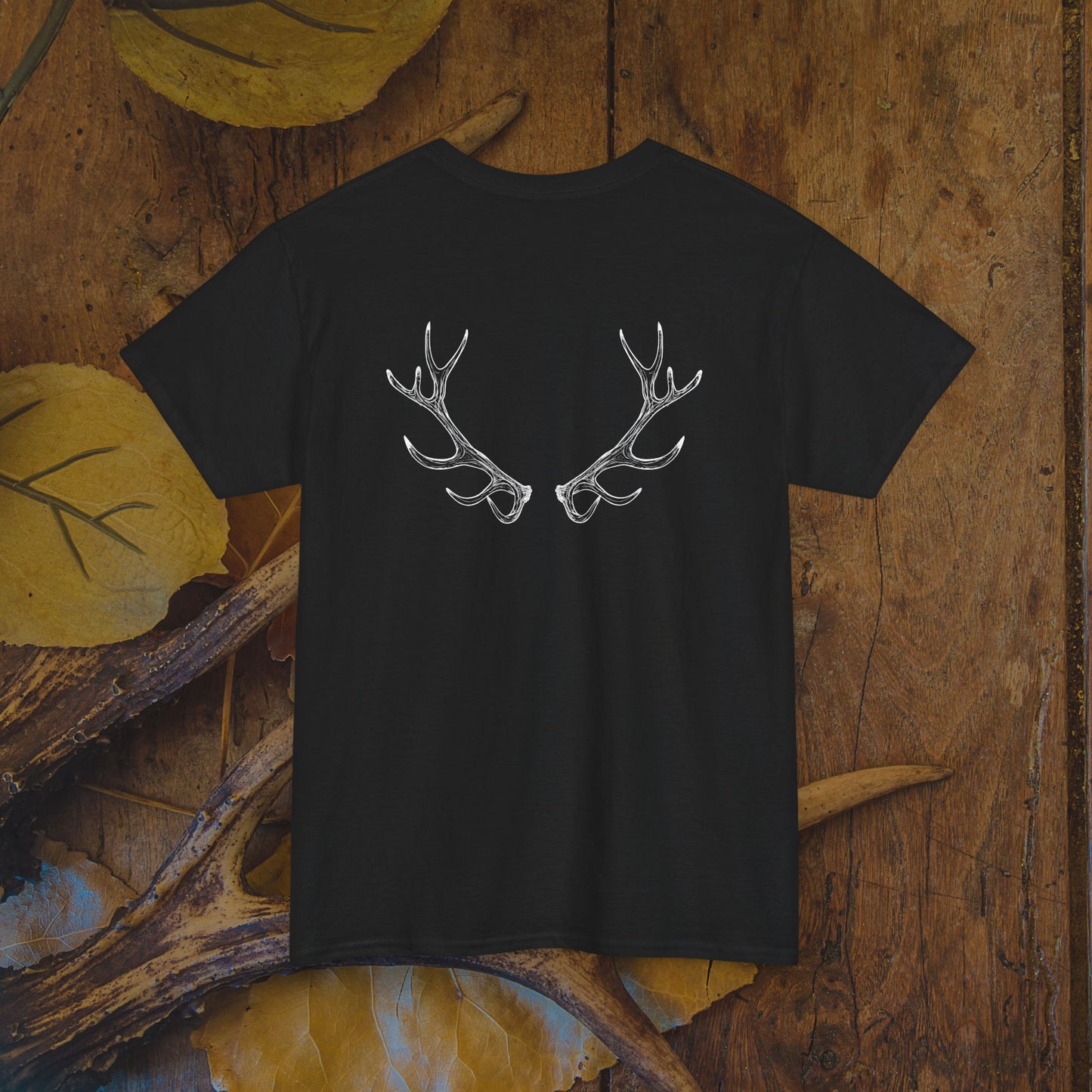 Custom Deer Antler Unisex Heavy Cotton Tee - Unique Exclusive Tribal Knotwork Inspired Design Gift